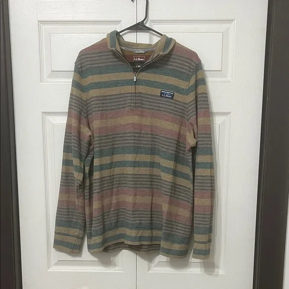 L.L. Bean Multicolor Striped Half-Zip Pullover - Picture 1 of 4